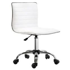 Chaise de bureau ergonomique, réglable en hauteur, confortable, cuir blanc, supporte jusqu'à 120 kg, idéale pour salon ou bureau