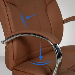 Chaise de bureau ergonomique BIG Xanthos Confort XXL, fonction bascule, accoudoirs, réglable, simili cuir, max 210 kg. Marronclair