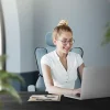 Chaise de bureau ergonomique réglable en hauteur fauteuil de direction bleu