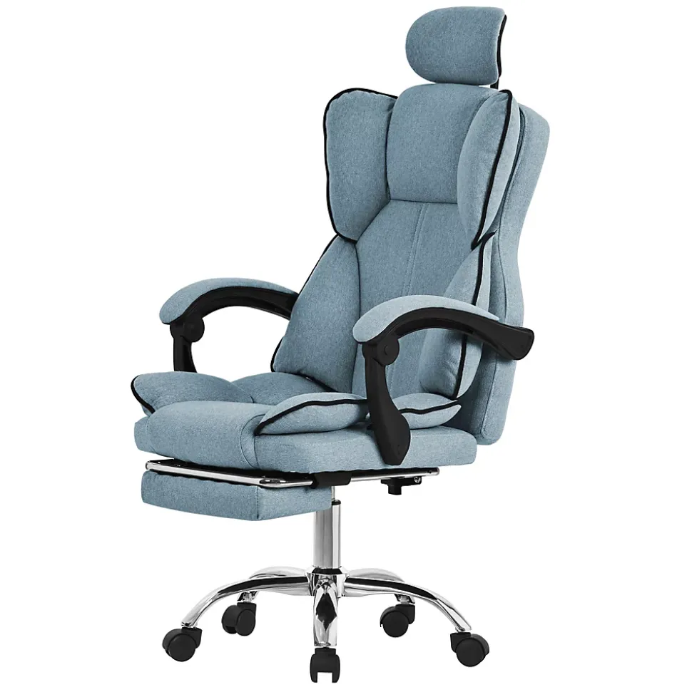 Chaise de bureau ergonomique réglable en hauteur fauteuil de direction bleu