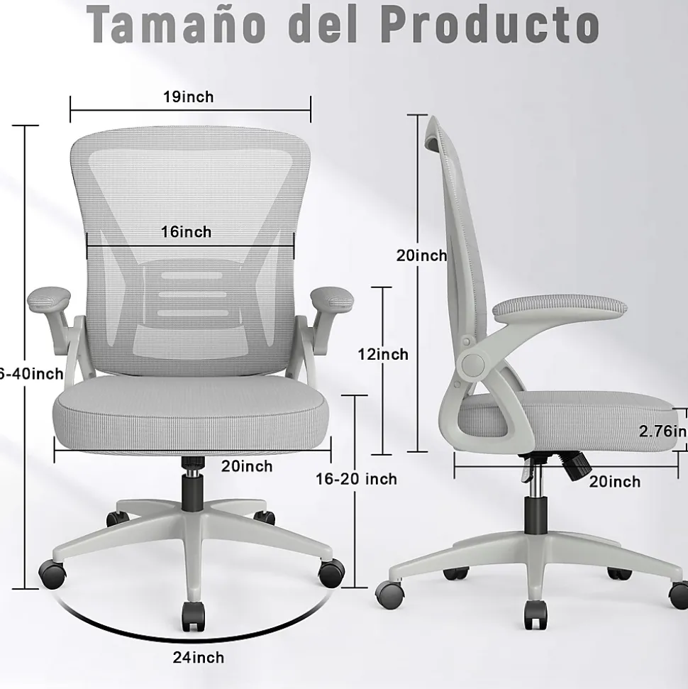 Chaise de bureau ergonomique En Maille Avec Soutien Lombaire, Accoudoirs Réglables