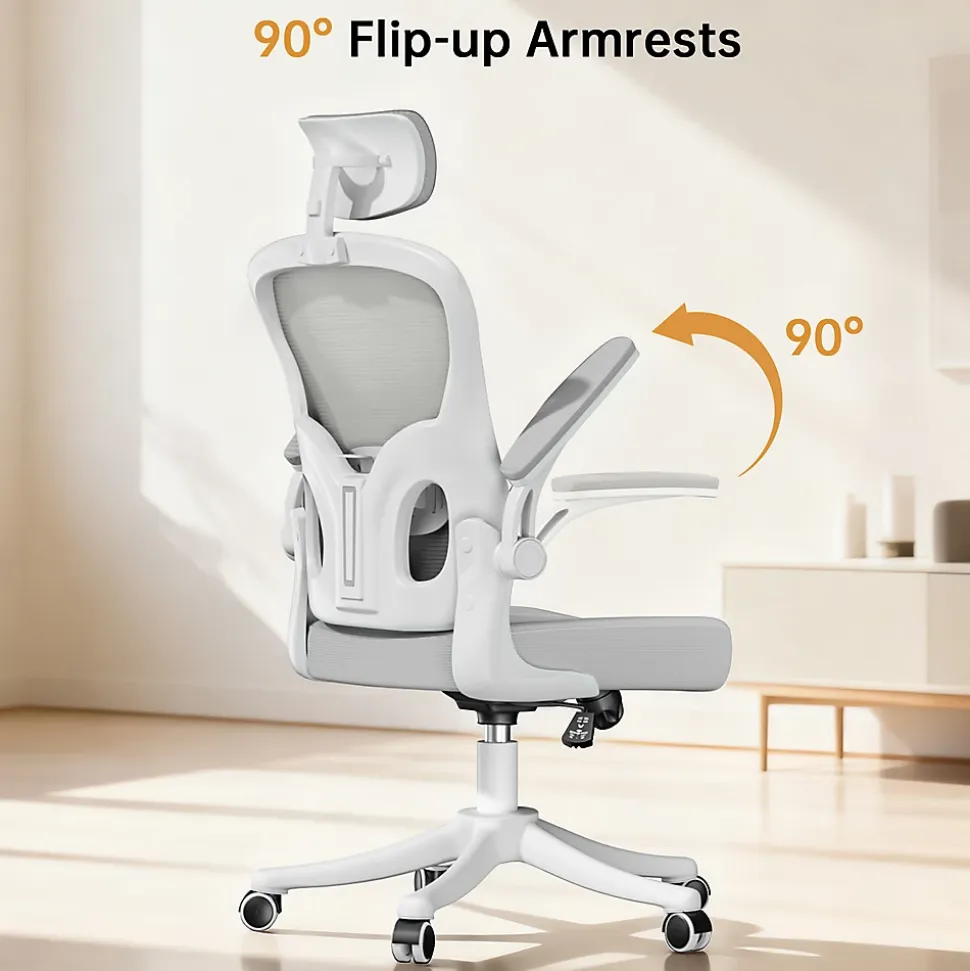 Chaise de Bureau Ergonomique avec Support Lombaire, Accoudoirs et Appuie-tête Réglables