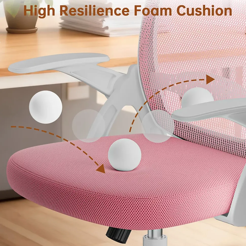 Chaise De Bureau Ergonomique En Maille, Accoudoirs Relevables, Support Lombaire