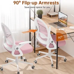 Chaise De Bureau Ergonomique En Maille, Accoudoirs Relevables, Support Lombaire