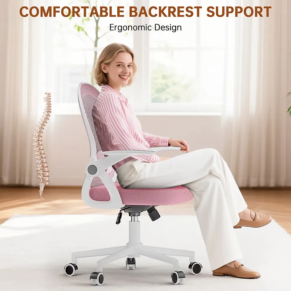 Chaise De Bureau Ergonomique En Maille, Accoudoirs Relevables, Support Lombaire