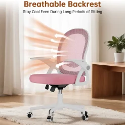 Chaise De Bureau Ergonomique En Maille, Accoudoirs Relevables, Support Lombaire