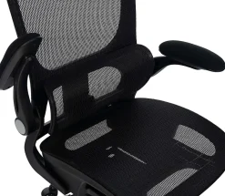 Chaise de bureau ergonomique, Kaylee réglable hauteur appui-tête, pivotante avec soutien lombaire réglable jusqu'à 150 kg. Noir