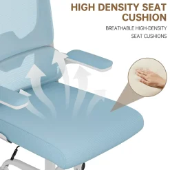 Chaise de Bureau Ergonomique avec Accoudoirs Pliables, Hauteur Réglable, Dossier Respirant