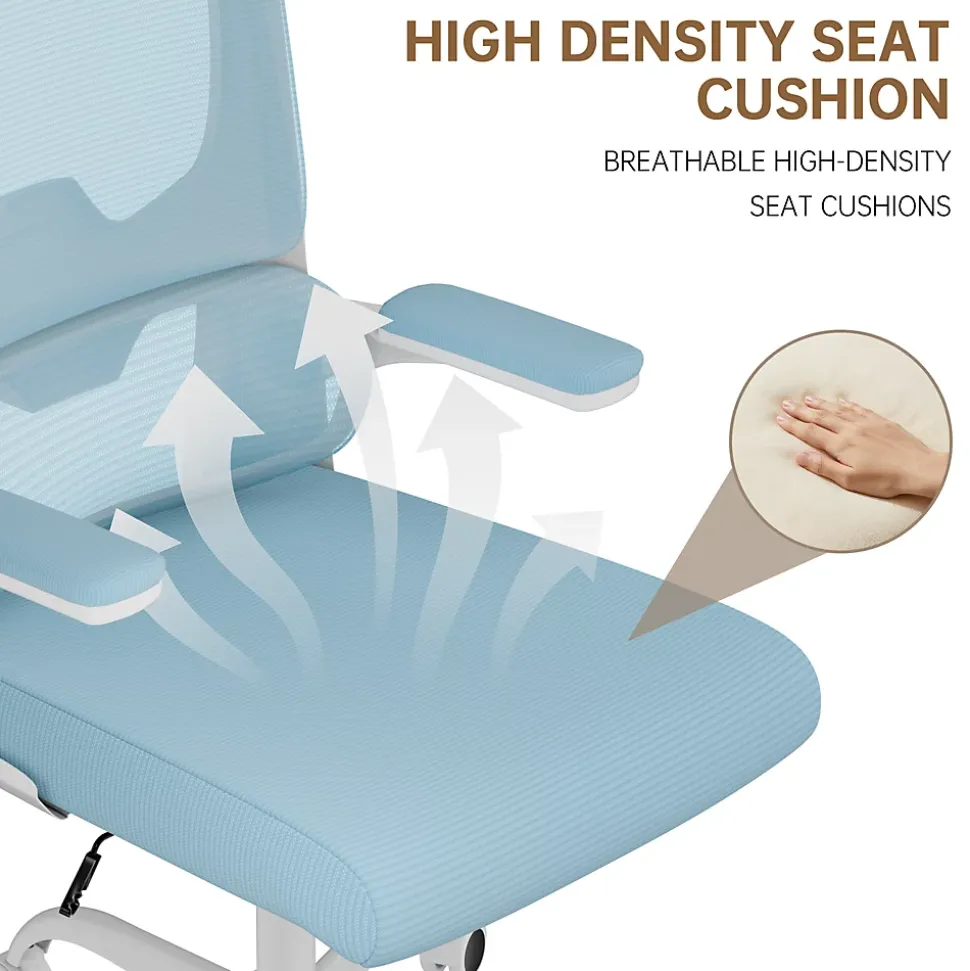 Chaise de Bureau Ergonomique avec Accoudoirs Pliables, Hauteur Réglable, Dossier Respirant
