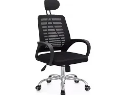 Chaise de bureau ergonomique réglable en hauteur avec appuie tête "Sébastien" Noir