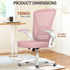 Chaise de bureau ergonomique En Maille Avec Soutien Lombaire, Accoudoirs Réglables