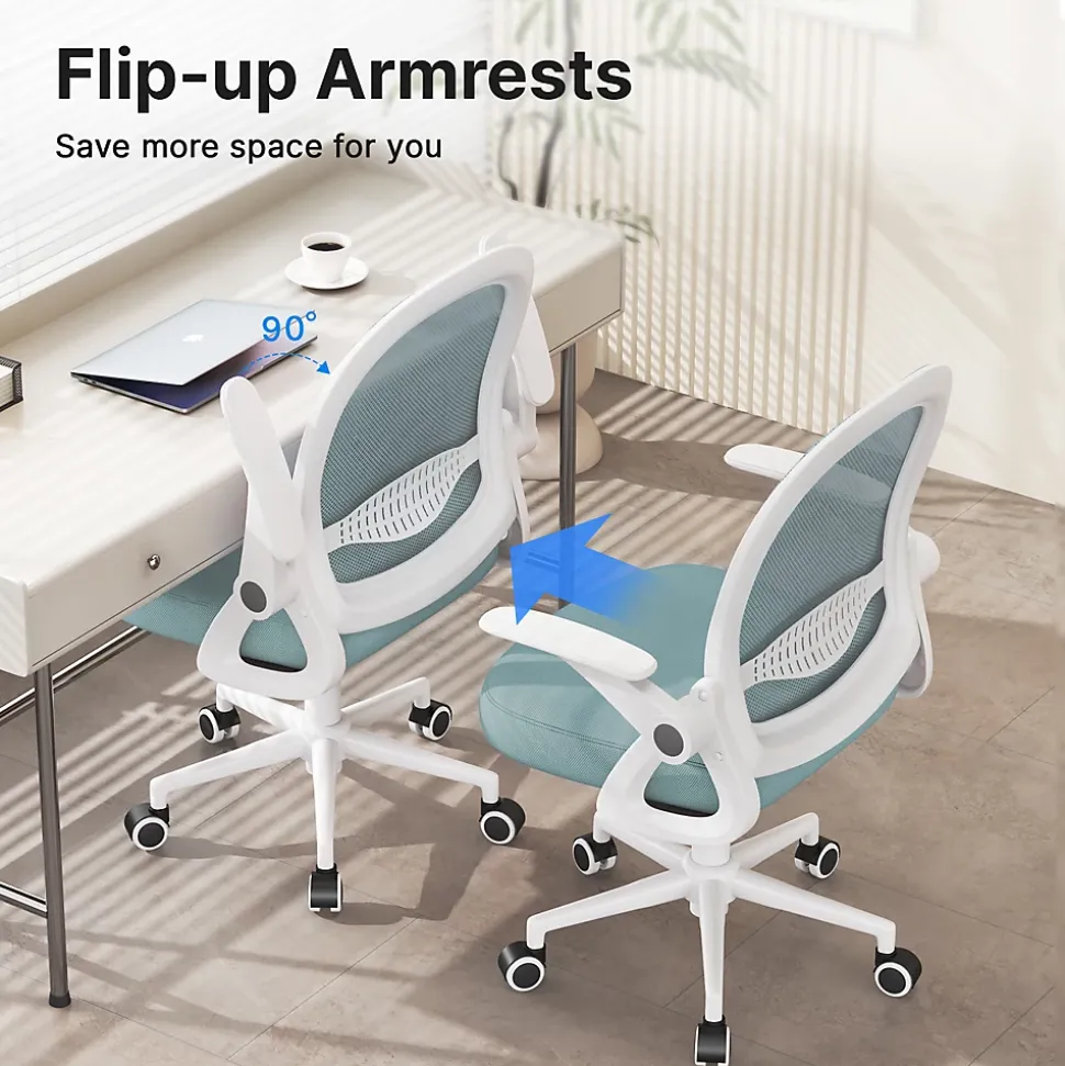 Chaise De Bureau Ergonomique En Maille, Accoudoirs Relevables, Support Lombaire