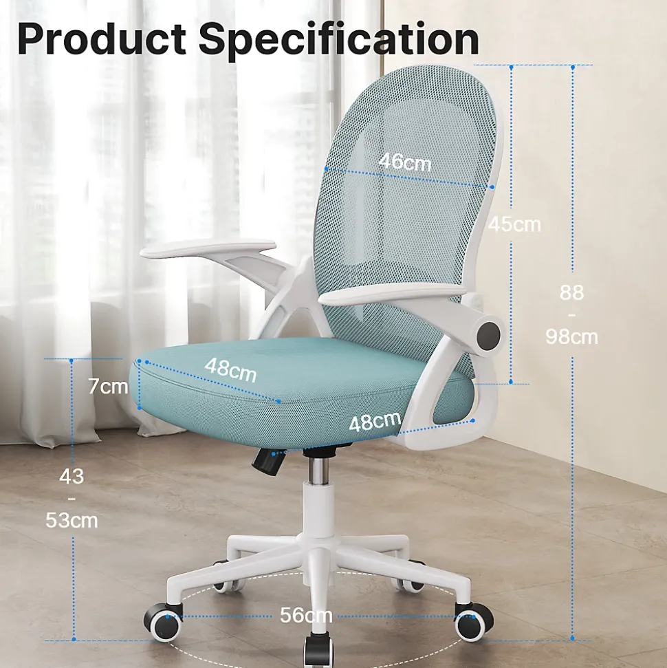 Chaise De Bureau Ergonomique En Maille, Accoudoirs Relevables, Support Lombaire