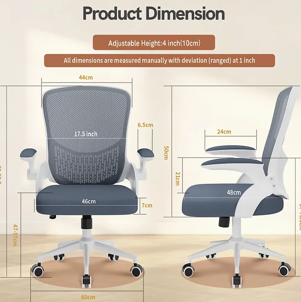 Chaise de Bureau Ergonomique, Hauteur Ajustable & Dossier de Rangement