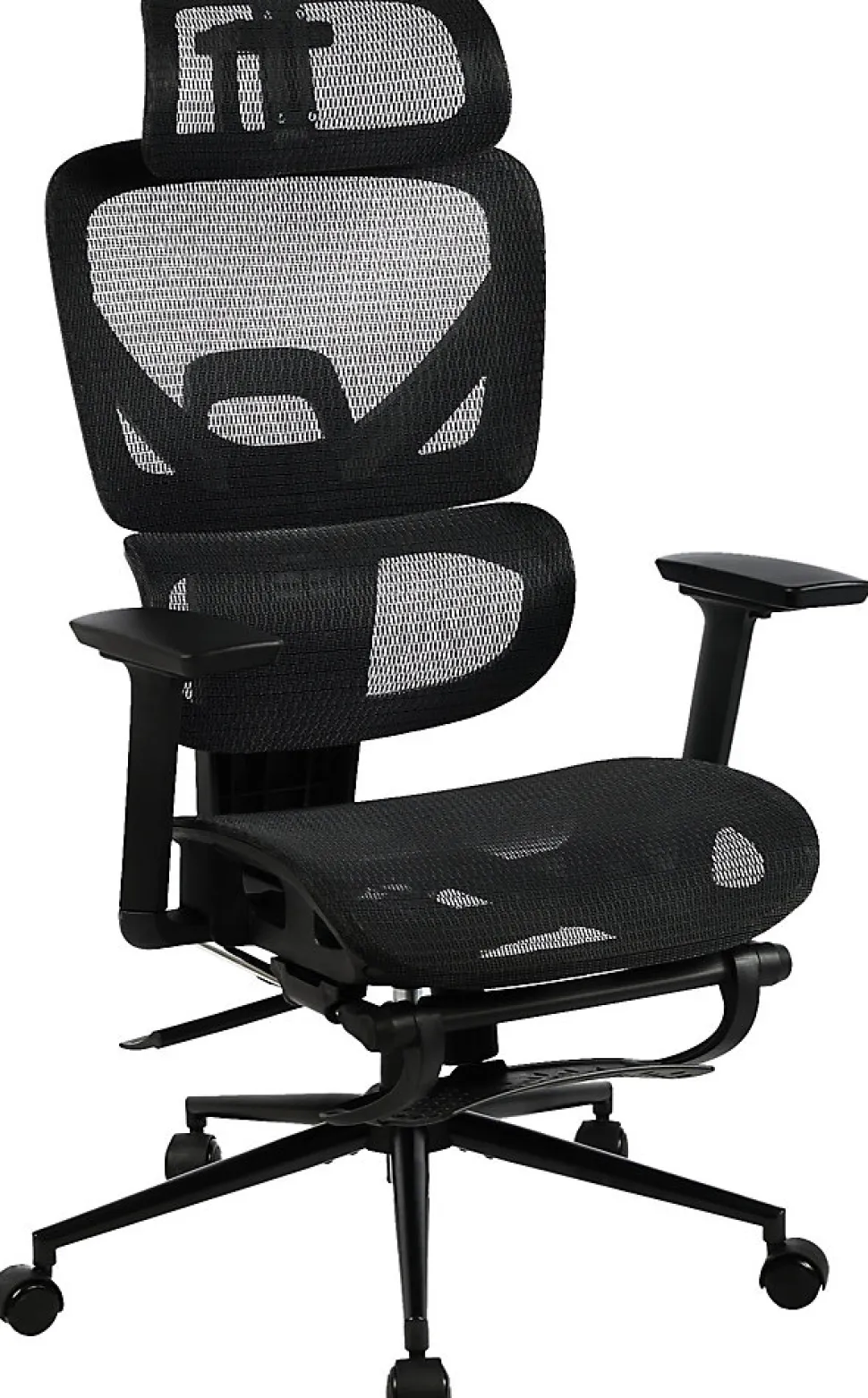 Chaise de bureau ergonomique Beresford, soutien lombaire, repose-pieds, housse maille respirante, siège pivotant Noir