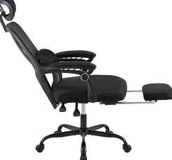 Chaise de bureau ergonomique Liberton avec repose-pieds appui-tête ajustable pivotante dossier en maille en S Noir