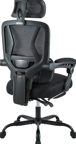 Chaise de bureau ergonomique Liberton avec repose-pieds appui-tête ajustable pivotante dossier en maille en S Noir