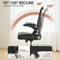 Chaise de bureau ergonomique En Maille Avec Soutien Lombaire, Accoudoirs Réglables