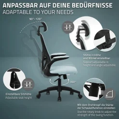 Chaise de bureau gaming ergonomique bleu pivotant en maille appui-tête réglable