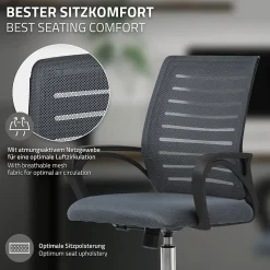 Chaise de bureau gaming ergonomique gris pivotant dossier maille respirante
