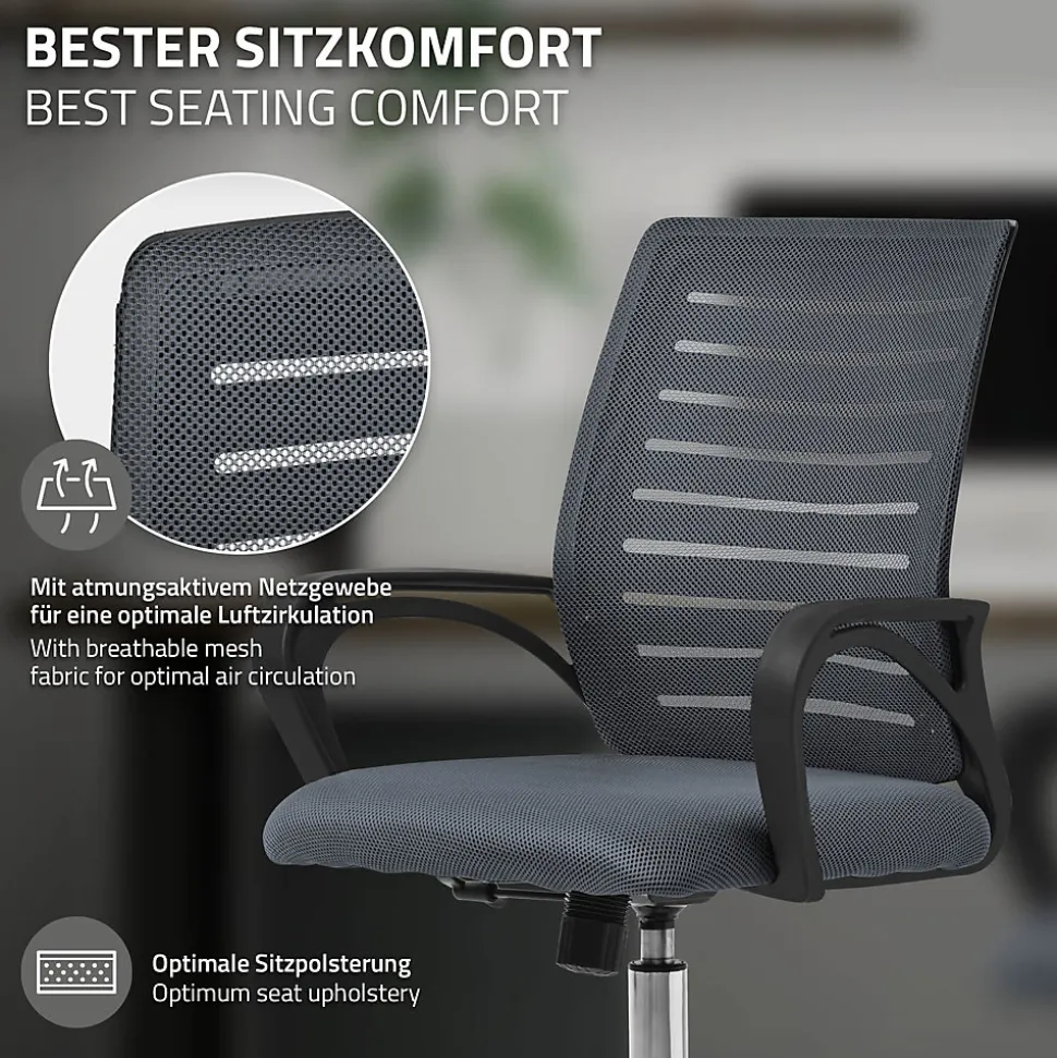 Chaise de bureau gaming ergonomique gris pivotant dossier maille respirante