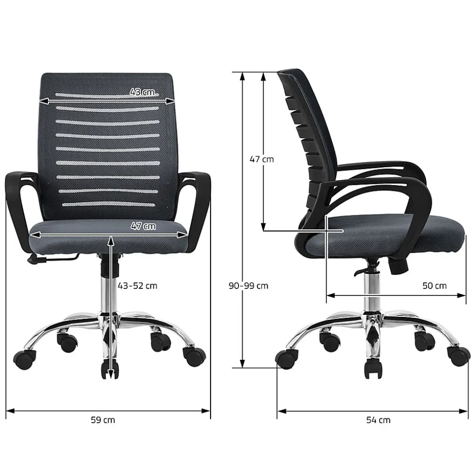 Chaise de bureau gaming ergonomique gris pivotant dossier maille respirante