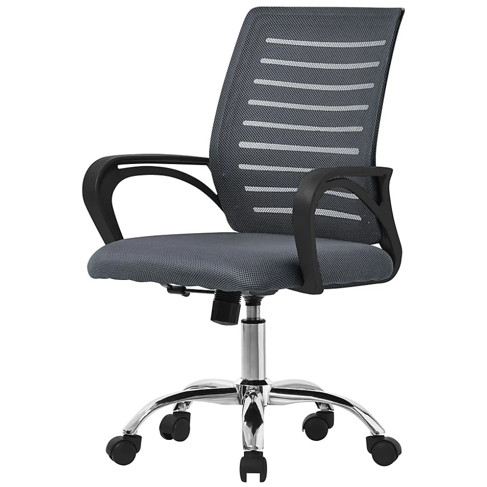 Chaise de bureau gaming ergonomique gris pivotant dossier maille respirante
