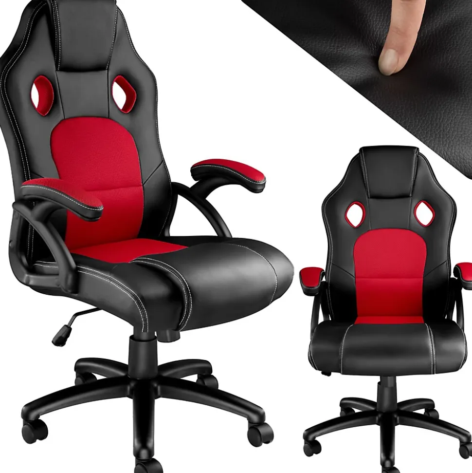 Chaise de bureau gaming Forme ergonomique noir et rouge