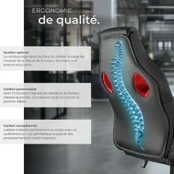 Chaise de bureau gaming Forme ergonomique noir et rouge