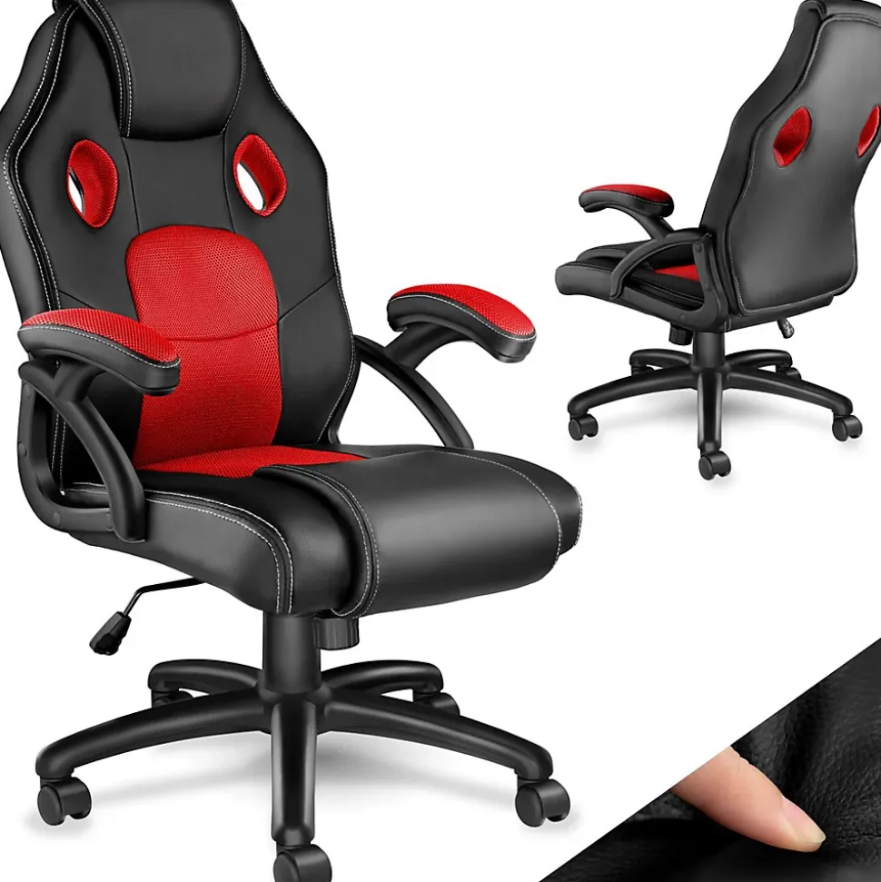 Chaise de bureau gaming Forme ergonomique noir et rouge