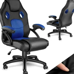 Chaise de bureau gaming Forme ergonomique noir et bleu
