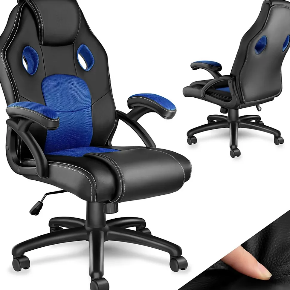 Chaise de bureau gaming Forme ergonomique noir et bleu