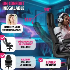 Chaise de bureau gaming Forme ergonomique noir