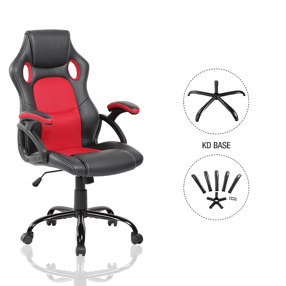 Chaise de Bureau Gaming Siège Noir Rouge Simili-Cuir 120x66x63