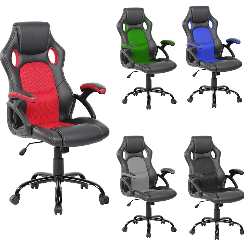 Chaise de Bureau Gaming Siège Noir Rouge Simili-Cuir 120x66x63
