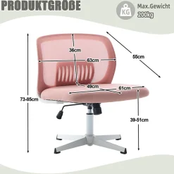 Chaise de bureau hauteur d assise 39-51 cm sans accoudoirs assise large rembourree pivotante 360