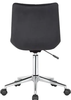 Chaise De Bureau Medford En Velours, Siège Rembourré Matelassé, Pied En Métal, Hauteur Ajustable Noir