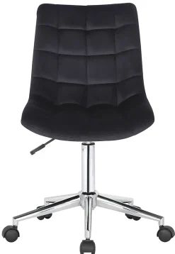 Chaise De Bureau Medford En Velours, Siège Rembourré Matelassé, Pied En Métal, Hauteur Ajustable Noir