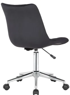Chaise De Bureau Medford En Velours, Siège Rembourré Matelassé, Pied En Métal, Hauteur Ajustable Noir