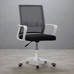 Chaise de bureau PERTH, Pivotante et réglable en hauteur, Tissu mesh, Avec accoudoirs, Noir