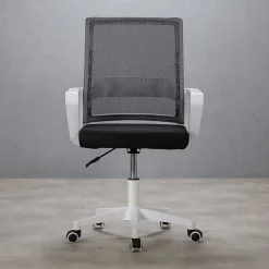 Chaise de bureau PERTH, Pivotante et réglable en hauteur, Tissu mesh, Avec accoudoirs, Noir