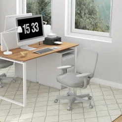 Chaise de Bureau Pivotante Ergonomique avec Réglage Hauteur - Confort Assise Polyester Gris 55x48x94,5 cm