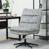 Chaise de bureau pivotante sans accoudoirs, rembourrée, tissu doux, réglable en hauteur, pieds acier, gris, confortable