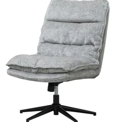 Chaise de bureau pivotante sans accoudoirs, rembourrée, tissu doux, réglable en hauteur, pieds acier, gris, confortable