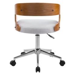 Chaise de bureau pivotante et réglable en bois et tissu gris - Louis