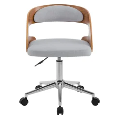 Chaise de bureau pivotante et réglable en bois et tissu gris - Louis
