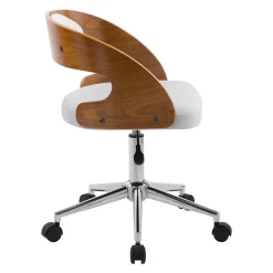 Chaise de bureau pivotante et réglable en bois et tissu gris - Louis