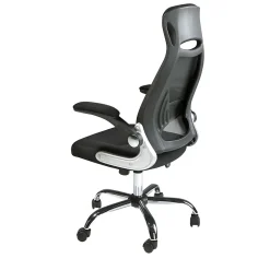Chaise de bureau pivotante moderne en tissu noir avec accoudoirs