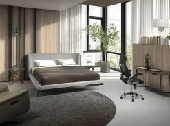 Chaise de bureau pivotante moderne en tissu noir avec accoudoirs