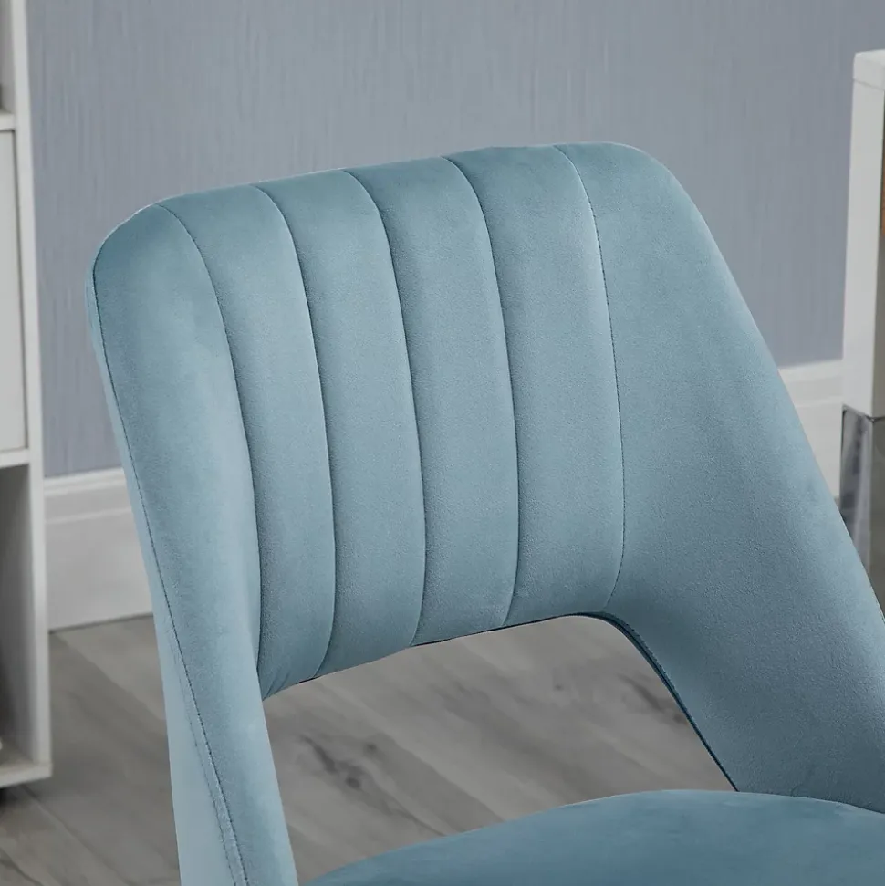 Chaise de Bureau Pivotante - Velours Bleu, Confort Ergonomique et Stabilité, Dimensions 49x60x91 cm